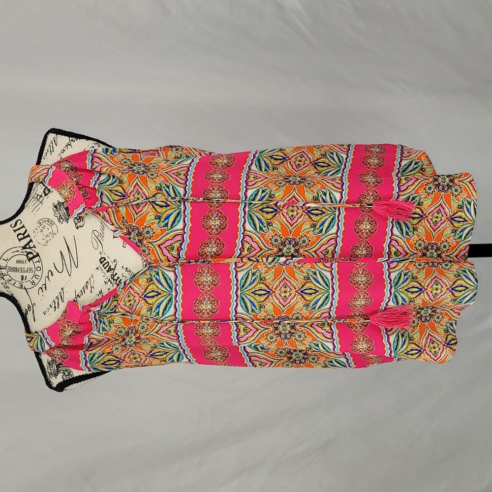 Rose & Olive Colorful tank sleeveless top with tassels